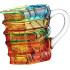 Sip in Style – Artistic Book Stack Glass Coffee & Tea Mug