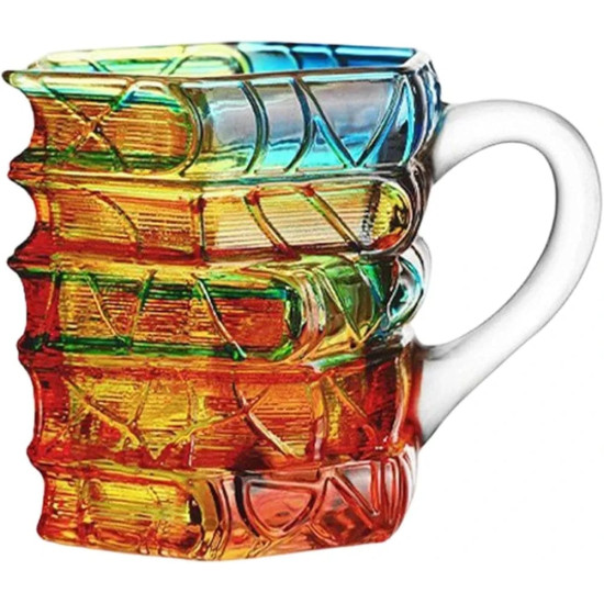 Sip in Style – Artistic Book Stack Glass Coffee & Tea Mug