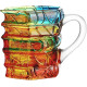 Sip in Style – Artistic Book Stack Glass Coffee & Tea Mug