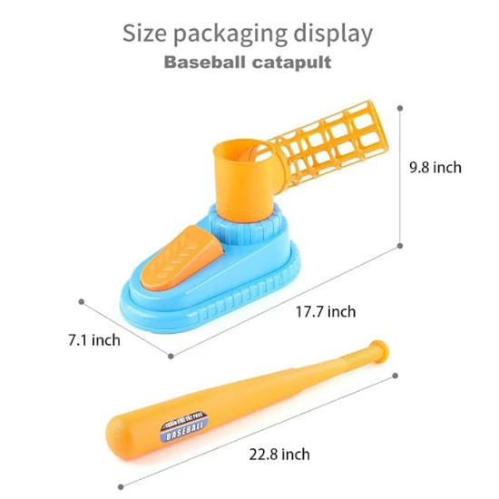 Automatic Kids Baseball Pitching Machine – Baseball Batting Training Set with Bat & Balls | Fun Outdoor Sports Toy for Boys & Girls