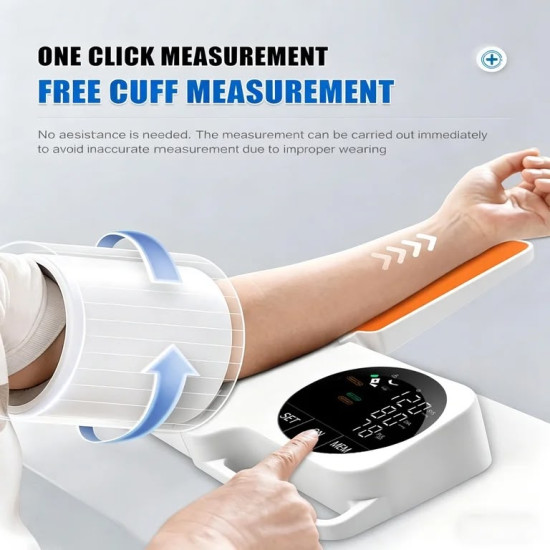 Automatic Upper Arm Blood Pressure Monitor with 360° Smart Cuff & Large LED Display for Accurate Home Monitoring