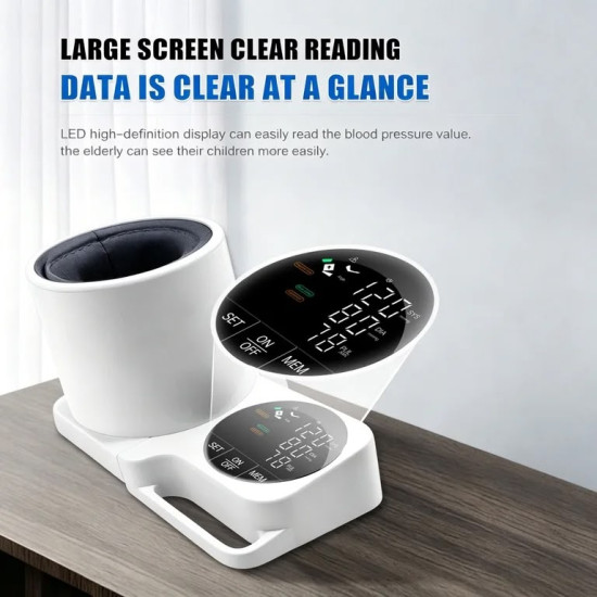 Automatic Upper Arm Blood Pressure Monitor with 360° Smart Cuff & Large LED Display for Accurate Home Monitoring