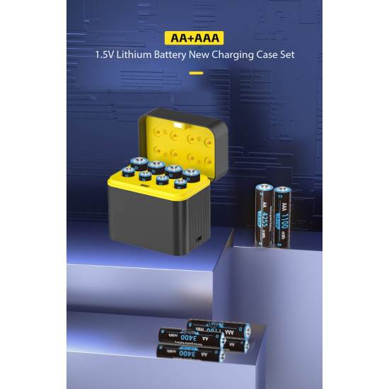 Rechargeable AA & AAA Lithium Batteries with Fast Charger – 1.5V High-Performance Long-Lasting Power