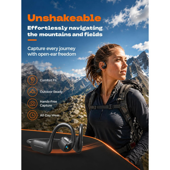 Bone Conduction Headphones with Camera – Open-Ear Bluetooth Earphones with 1080P Video Recording