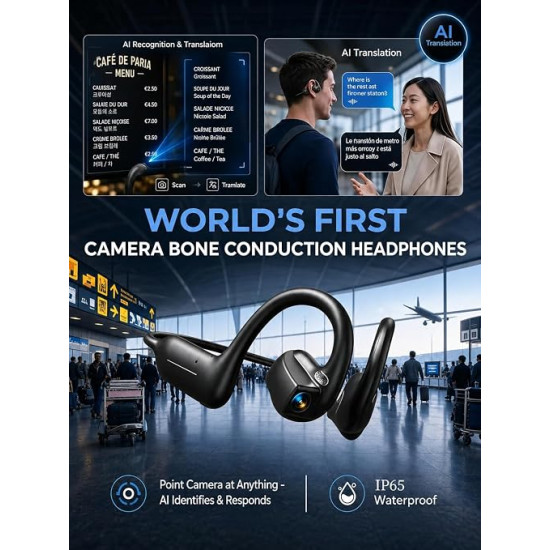 Bone Conduction Headphones with Camera – Open-Ear Bluetooth Earphones with 1080P Video Recording