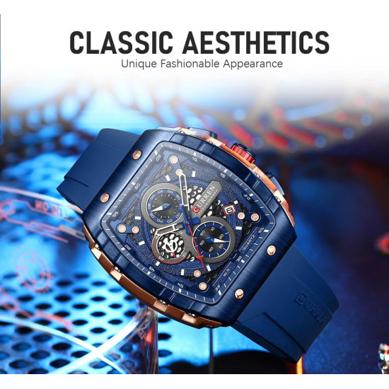 CURREN 8442 Sports Unique Rectangular Watches