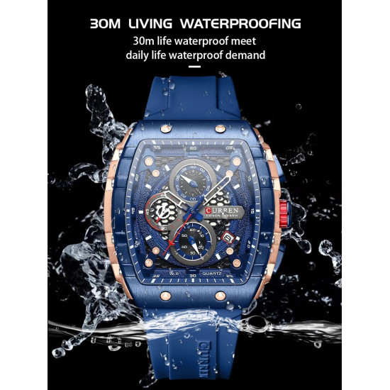 CURREN 8442 Sports Unique Rectangular Watches