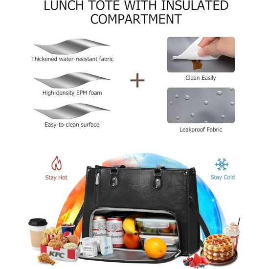 Carry Your Laptop & Lunch in Style – Insulated Work Tote Bag for Women 