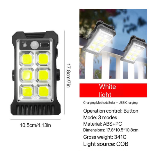 Clip-On Solar Motion Sensor Light – Outdoor Security & Camping Light for Fence, Garage & Patio