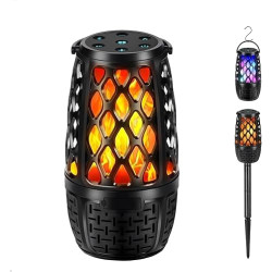 Create a Cozy Patio Atmosphere –Music & Firelight Ambience – LED Flame Bluetooth Outdoor Speakers (1 Pack)