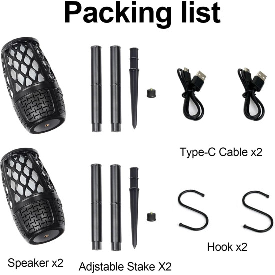 Create a Cozy Patio Atmosphere –Music & Firelight Ambience – LED Flame Bluetooth Outdoor Speakers (1 Pack)