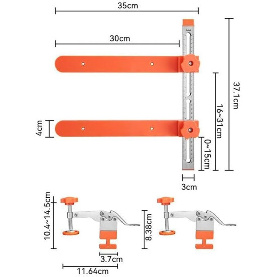 Drawer Slide Installation Jig, Clamp,Cabinet Hardware Jig with Magnetic Arm Punch Locator (2 Layers)