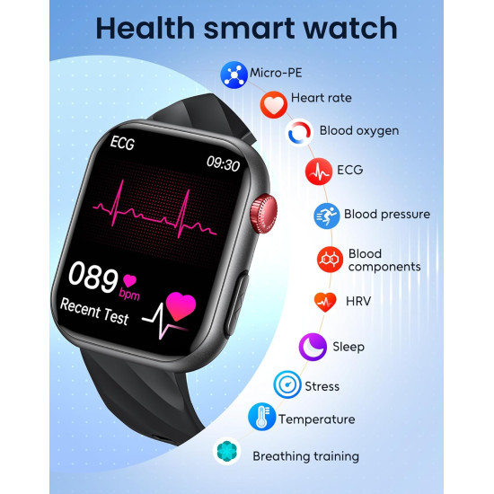 ECG+PPG Blood Pressure & Blood Glucose Monitoring - IP68 Waterproof & Fitness Tracking for Men & Women ECG+PPG Blood Pressure & Blood Glucose Monitoring - IP68 Waterproof & Fitness Tracking for Men & Women