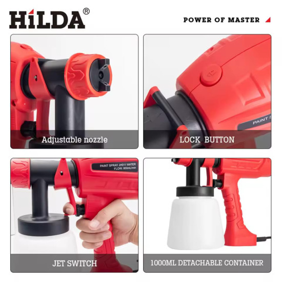 Electric Spray Gun 1000ML Household Paint Sprayer Flow Control Easy Spraying Adjustable Nozzle for Furniture/Walls/Fences