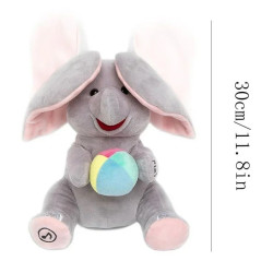 Peek A Boo Elephant Toy, Interactive Singing Stuffed Animal Plushy