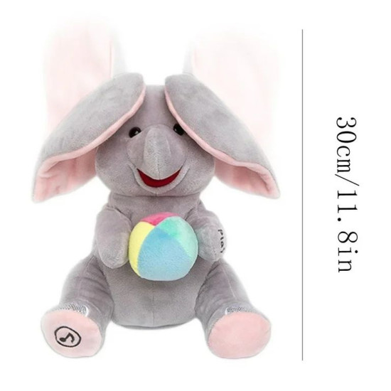 Peek A Boo Elephant Toy, Interactive Singing Stuffed Animal Plushy