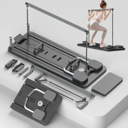 Get a Full-Body Workout at Home – Foldable Pilates Reformer with Resistance Bands & Timer