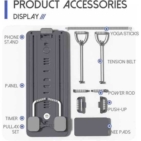 Get a Full-Body Workout at Home – Foldable Pilates Reformer with Resistance Bands & Timer