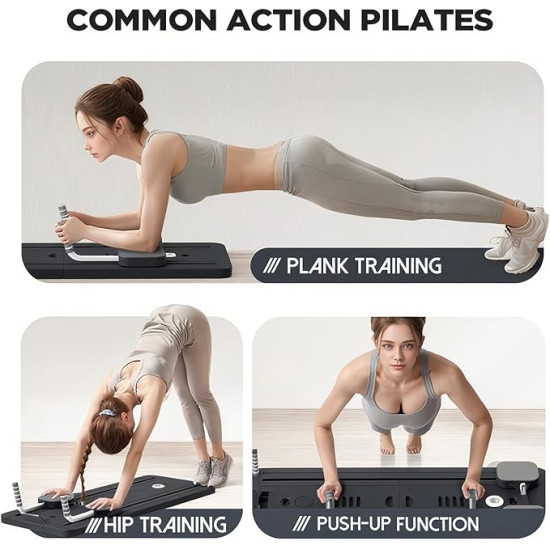 Get a Full-Body Workout at Home – Foldable Pilates Reformer with Resistance Bands & Timer