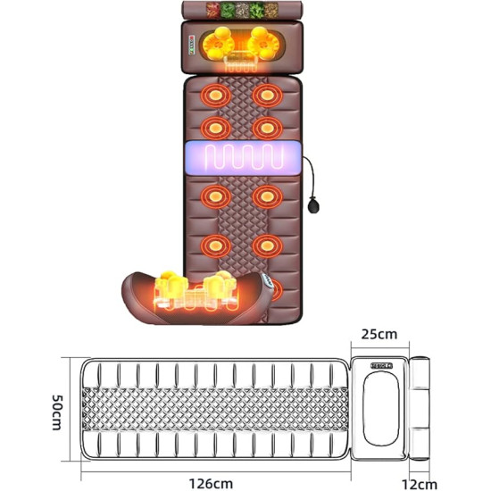 Relax Your Entire Body at Home, Relieve Back, Neck & Muscle Tension – Full Body Massage Mat with Heat & Shiatsu Neck Pillow