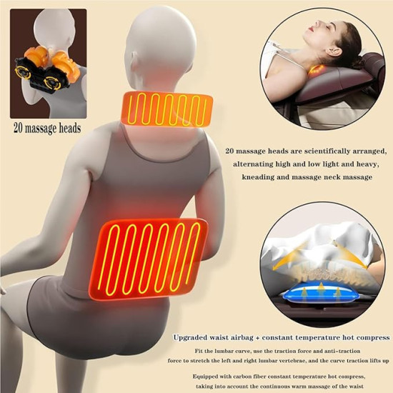 Relax Your Entire Body at Home, Relieve Back, Neck & Muscle Tension – Full Body Massage Mat with Heat & Shiatsu Neck Pillow