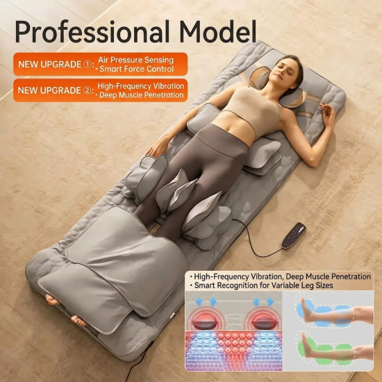 Relax Your Entire Body at Home, Relieve Back, Neck & Muscle Tension – Full Body Massage Mat with Heat & Shiatsu Neck Pillow