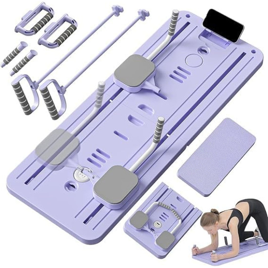 Get a Full-Body Workout at Home – Foldable Pilates Reformer with Resistance Bands & Timer