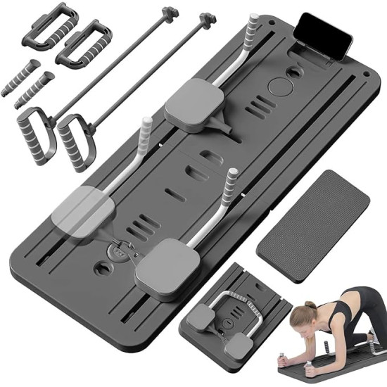 Get a Full-Body Workout at Home – Foldable Pilates Reformer with Resistance Bands & Timer