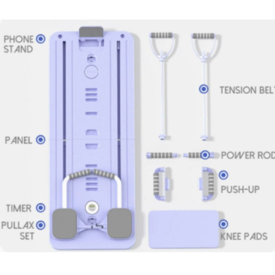 Get a Full-Body Workout at Home – Foldable Pilates Reformer with Resistance Bands & Timer