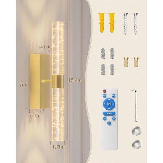 Gold Wall Sconce Rechargeable Wall Lighting (2pcs Set)
