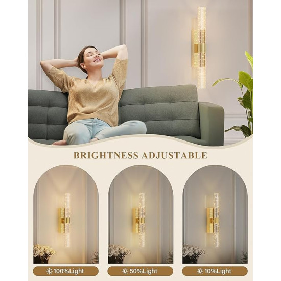 Gold Wall Sconce Rechargeable Wall Lighting (2pcs Set)