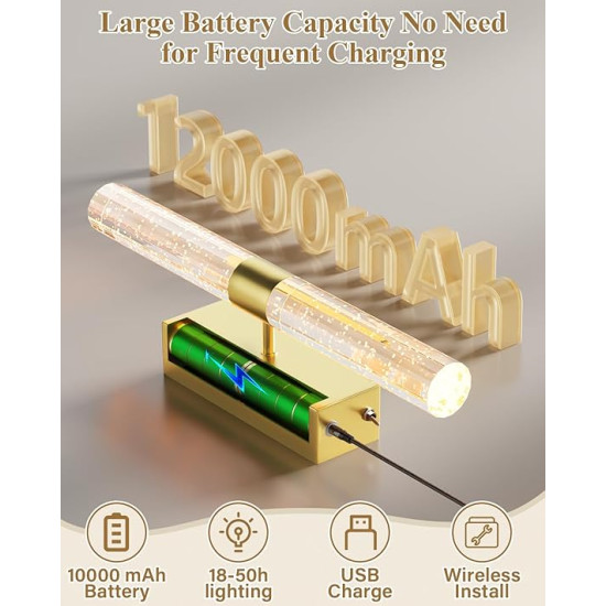 Gold Wall Sconce Rechargeable Wall Lighting (2pcs Set)