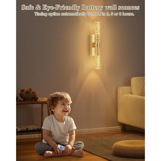 Gold Wall Sconce Rechargeable Wall Lighting (2pcs Set)