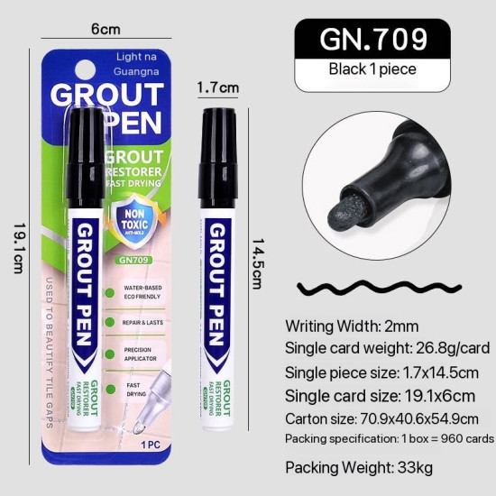 Grout Pen – Waterproof Tile Grout Restorer for a Cleaner, Brighter Kitchen & Bathroom