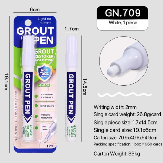 Grout Pen – Waterproof Tile Grout Restorer for a Cleaner, Brighter Kitchen & Bathroom