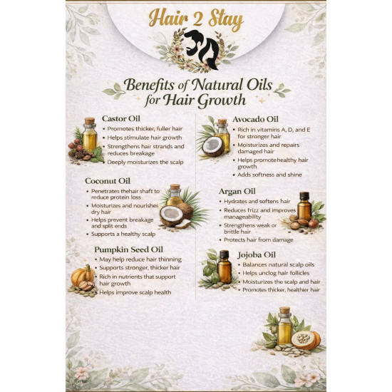 Essential Oil Hair Oils For Scalp Health and Hair Growth By HAIR 2 Stay 