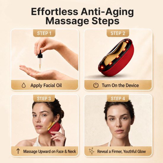 Heated Electric Gua Sha Facial Massager with Vibration & LED Red Light Therapy – Skin Firming Face & Neck Sculpting Tool 