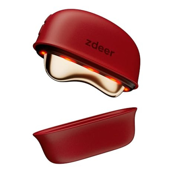 Heated Electric Gua Sha Facial Massager with Vibration & LED Red Light Therapy – Skin Firming Face & Neck Sculpting Tool 
