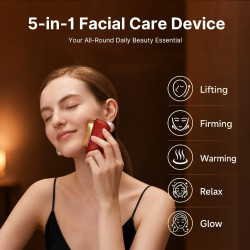 Heated Electric Gua Sha Facial Massager with Vibration & LED Red Light Therapy – Skin Firming Face & Neck Sculpting Tool