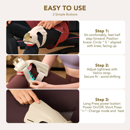 Heated Knee Massager with Heat & Vibration for Knee Pain Relief – Cordless Joint Support Brace with 5 Massage Modes & 3 Heat Levels for Men & Women