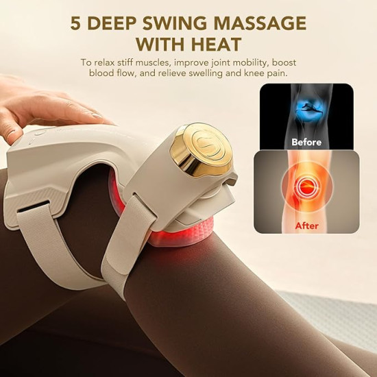 Heated Knee Massager with Heat & Vibration for Knee Pain Relief – Cordless Joint Support Brace with 5 Massage Modes & 3 Heat Levels for Men & Women
