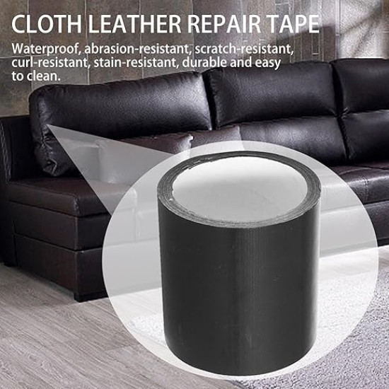 Heavy-Duty Black Leather Repair Tape for Sofas, Car Seats, Chairs & Furniture