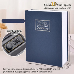 Hidden Book Safe with Combination Lock – Secure Steel Lock Box for Cash, Jewelry & Valuables