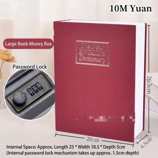 Hidden Book Safe with Combination Lock – Secure Steel Lock Box for Cash, Jewelry & Valuables