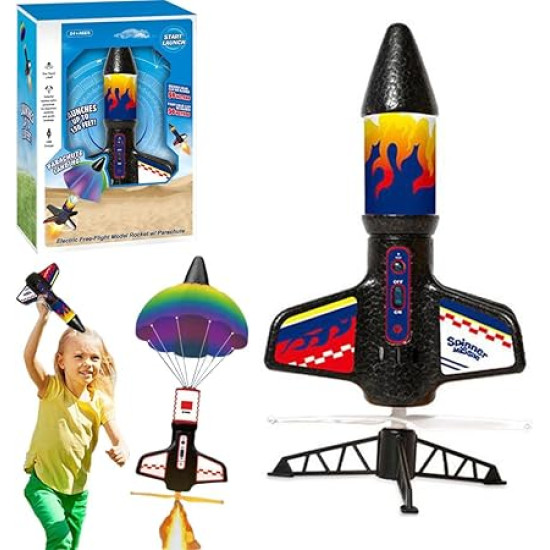 Kids Parachute Rocket Launcher Toy – High-Flying Air Rockets Reach 30-50M for Outdoor Family Fun