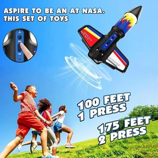 Kids Parachute Rocket Launcher Toy – High-Flying Air Rockets Reach 30-50M for Outdoor Family Fun