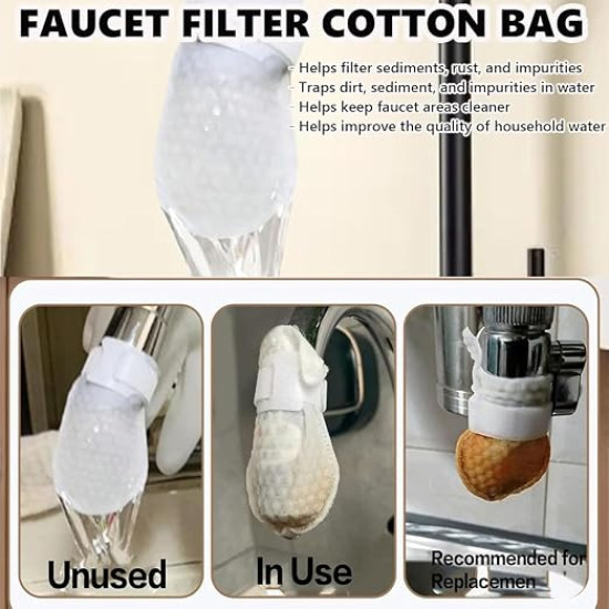 10(pcs) Kitchen Faucet Filter Bag for Sink – Reusable Splash-Proof Cotton Water Filter for Hot & Cold Faucets