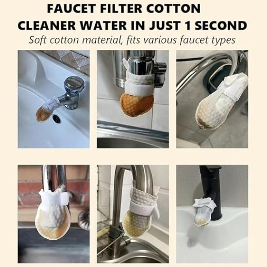 10(pcs) Kitchen Faucet Filter Bag for Sink – Reusable Splash-Proof Cotton Water Filter for Hot & Cold Faucets