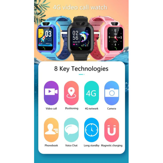 L37 4G GPS Kids Smart Watch – Real-Time Location Tracker, Video Calling, SOS Emergency Button & 800mAh Battery