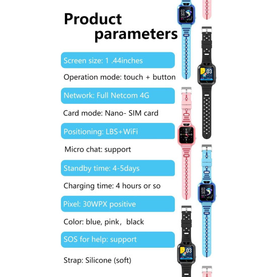 L37 4G GPS Kids Smart Watch – Real-Time Location Tracker, Video Calling, SOS Emergency Button & 800mAh Battery